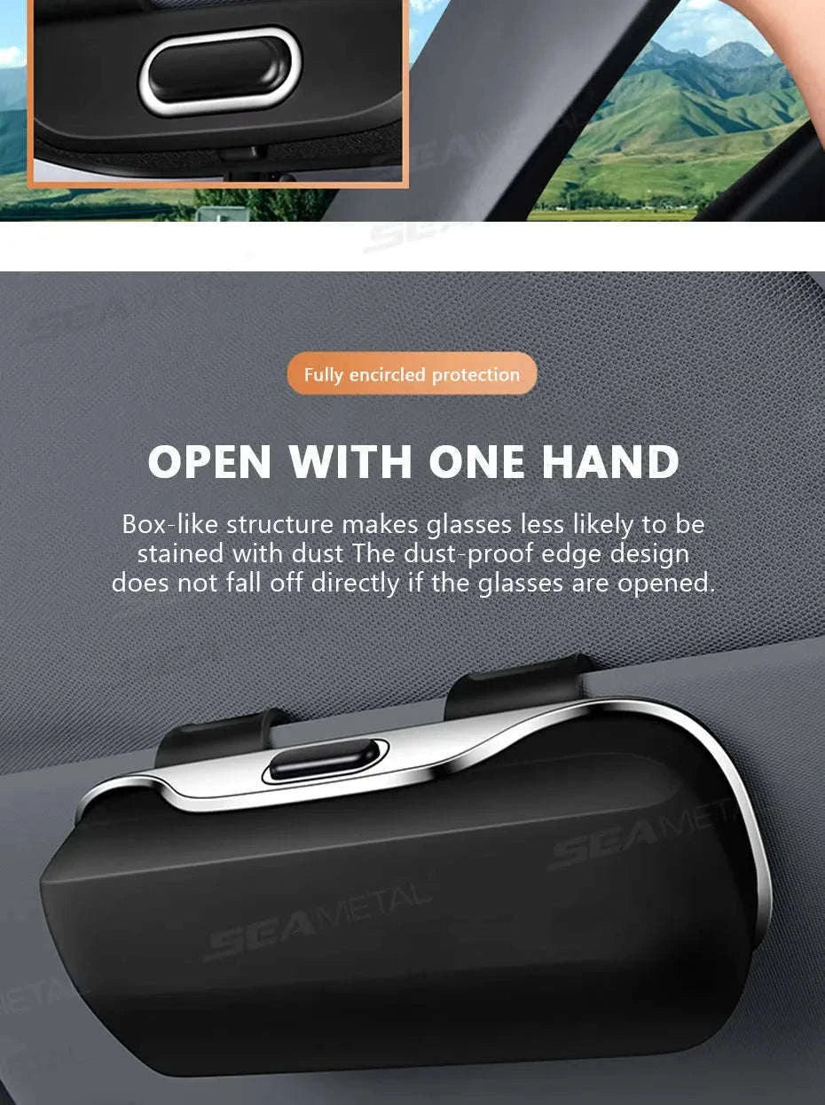 Extra-Large Car Glasses Case for Sun Visor-Brown 1pc