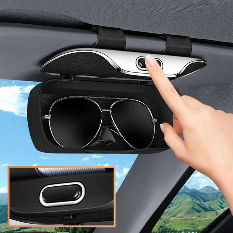 Extra-Large Car Glasses Case for Sun Visor-Brown 1pc