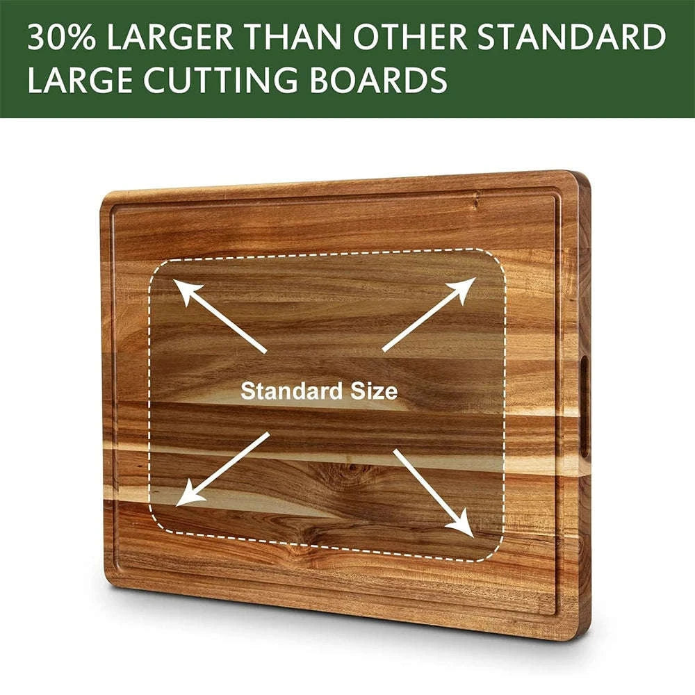Extra Large Wood Cutting Board with Juice Groove and Handle-United States