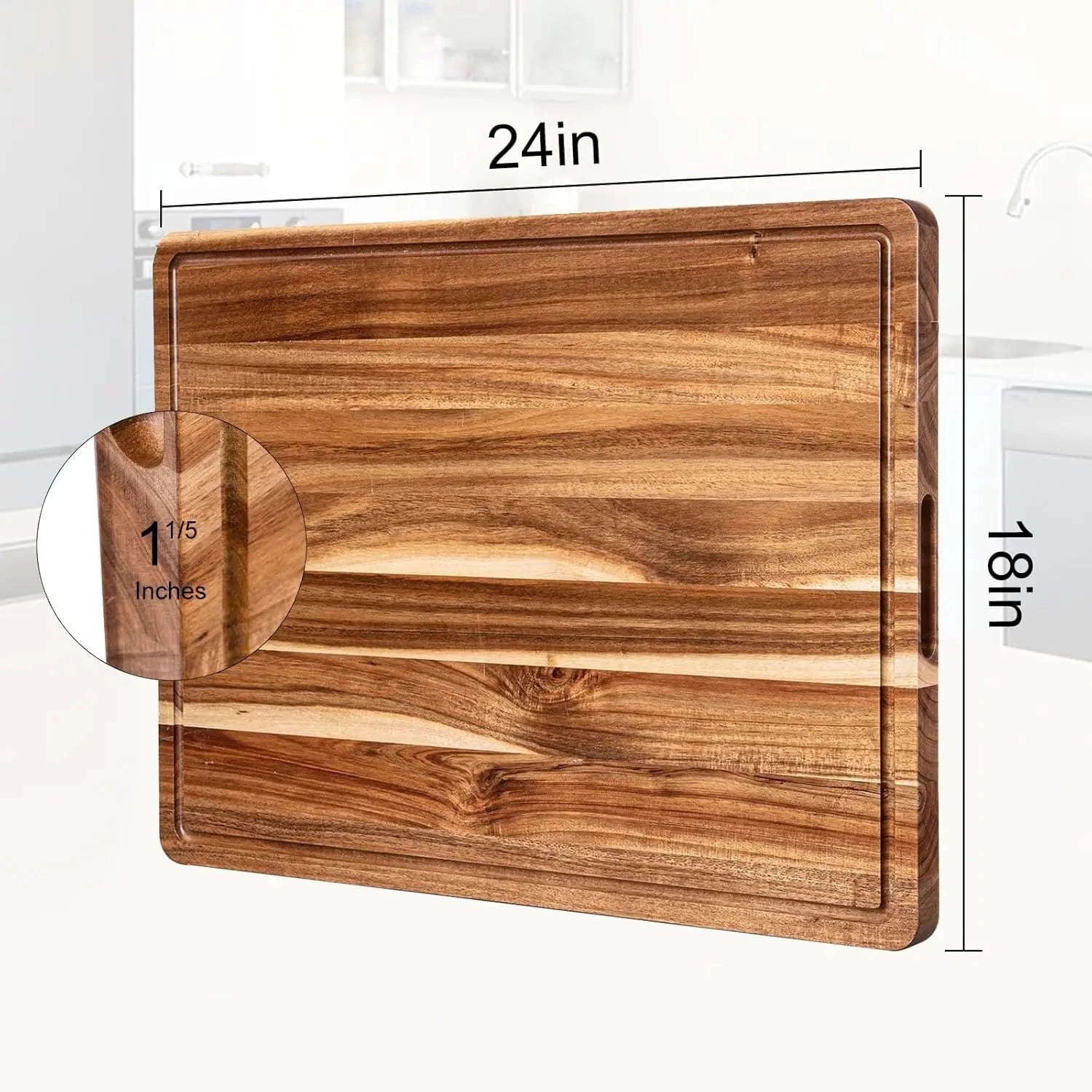 Extra Large Wood Cutting Board with Juice Groove and Handle-United States