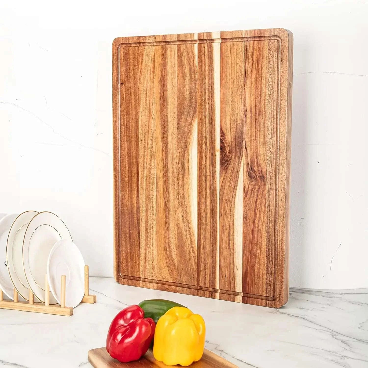 Extra Large Wood Cutting Board with Juice Groove and Handle-United States