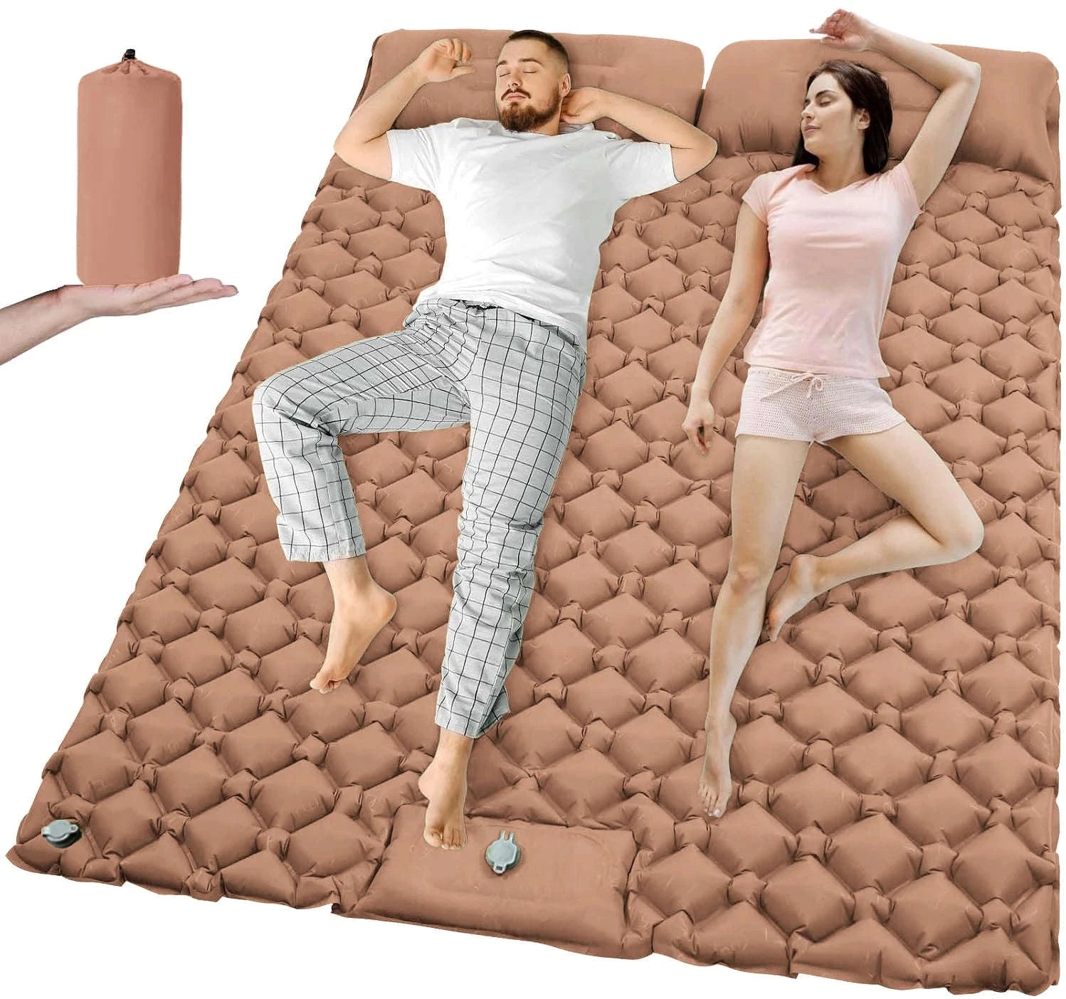 Extra Wide Inflatable Sleeping Pad for Camping Travel-T2312Army green