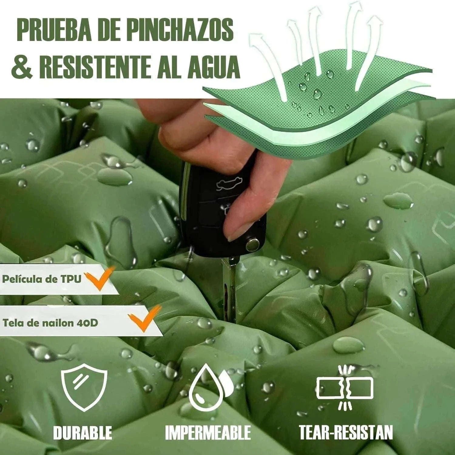 Extra Wide Inflatable Sleeping Pad for Camping Travel-T2312Army green