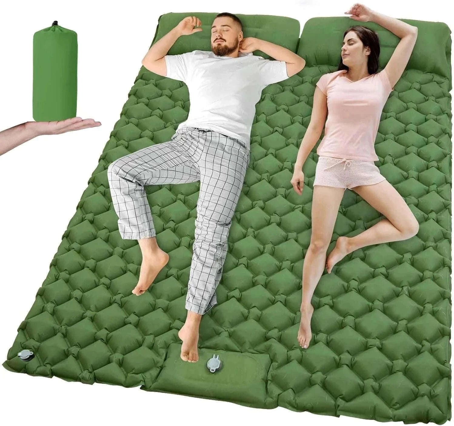 Extra Wide Inflatable Sleeping Pad for Camping Travel-T2312Army green