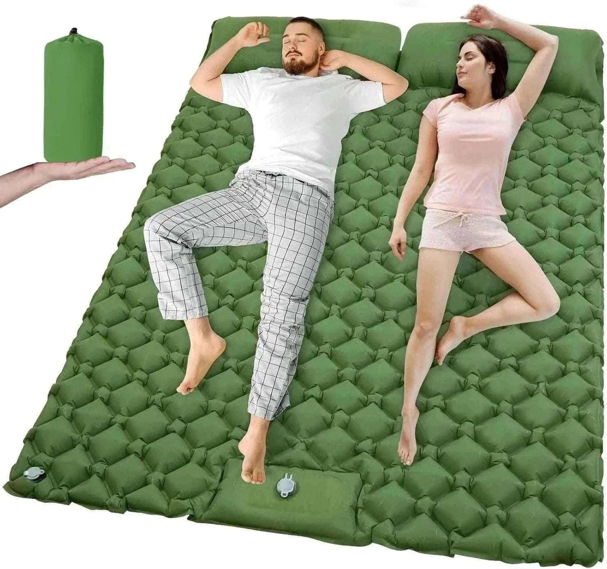 Extra Wide Inflatable Sleeping Pad for Camping Travel-T2312Army green