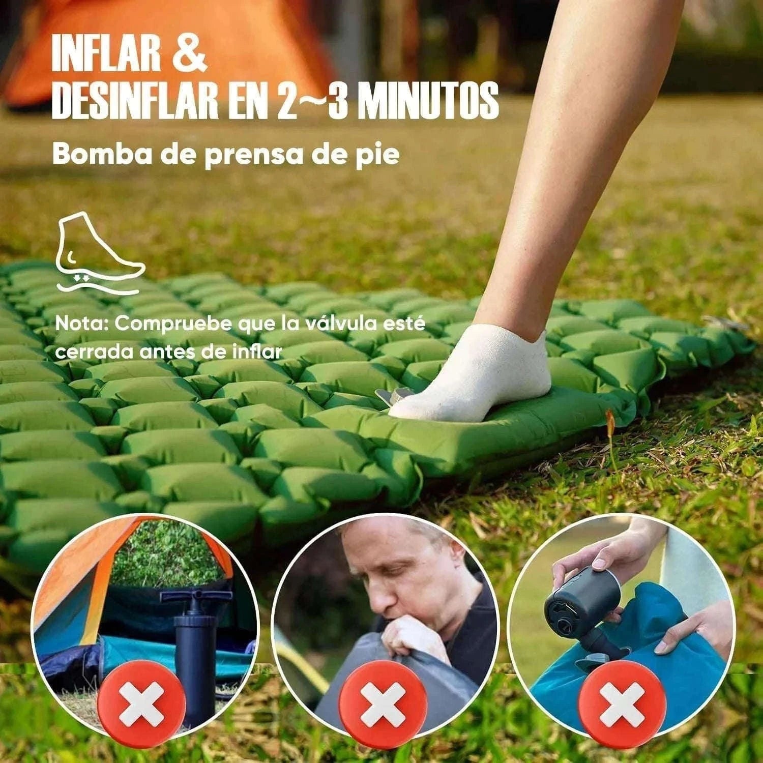 Extra Wide Inflatable Sleeping Pad for Camping Travel-T2312Army green