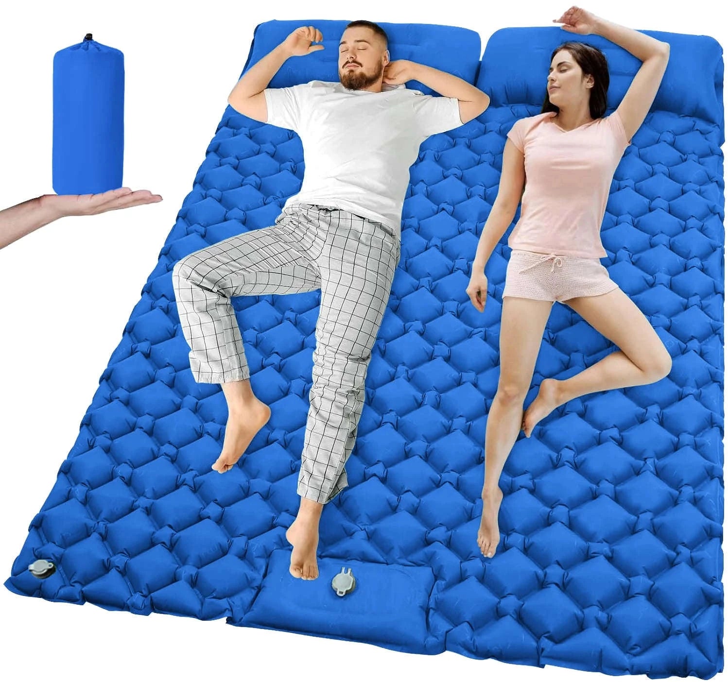 Extra Wide Inflatable Sleeping Pad for Camping Travel-T2312Army green