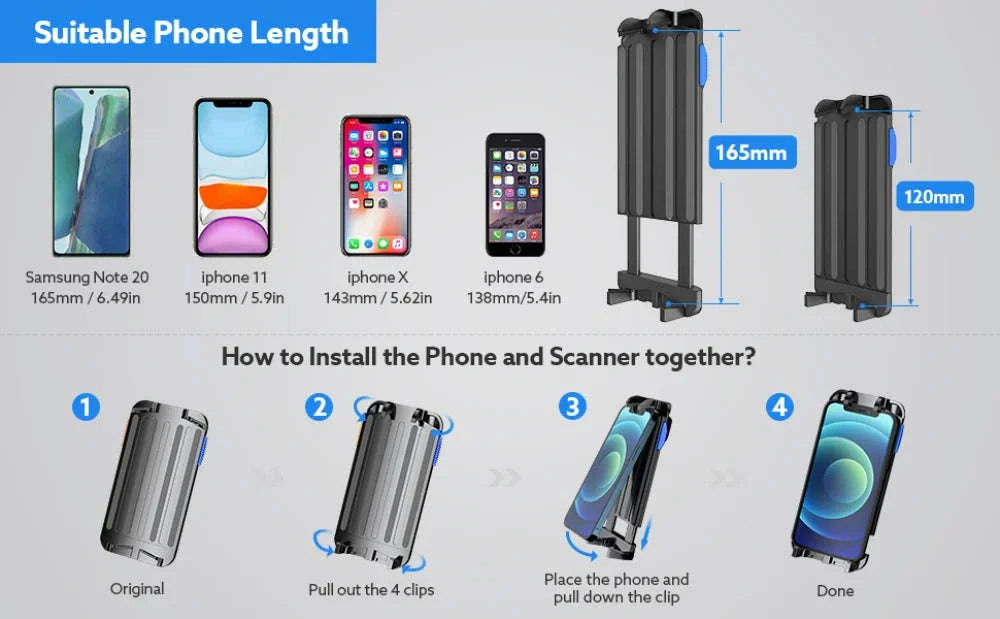 Eyoyo 2D Phone Back Clip Bluetooth Barcode Scanner-Default Title