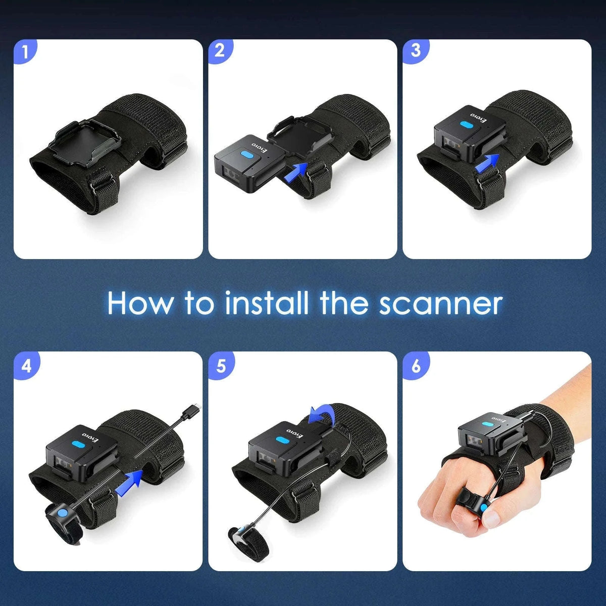 Eyoyo Wearable 2D Bluetooth Barcode Scanner Glove-Default Title