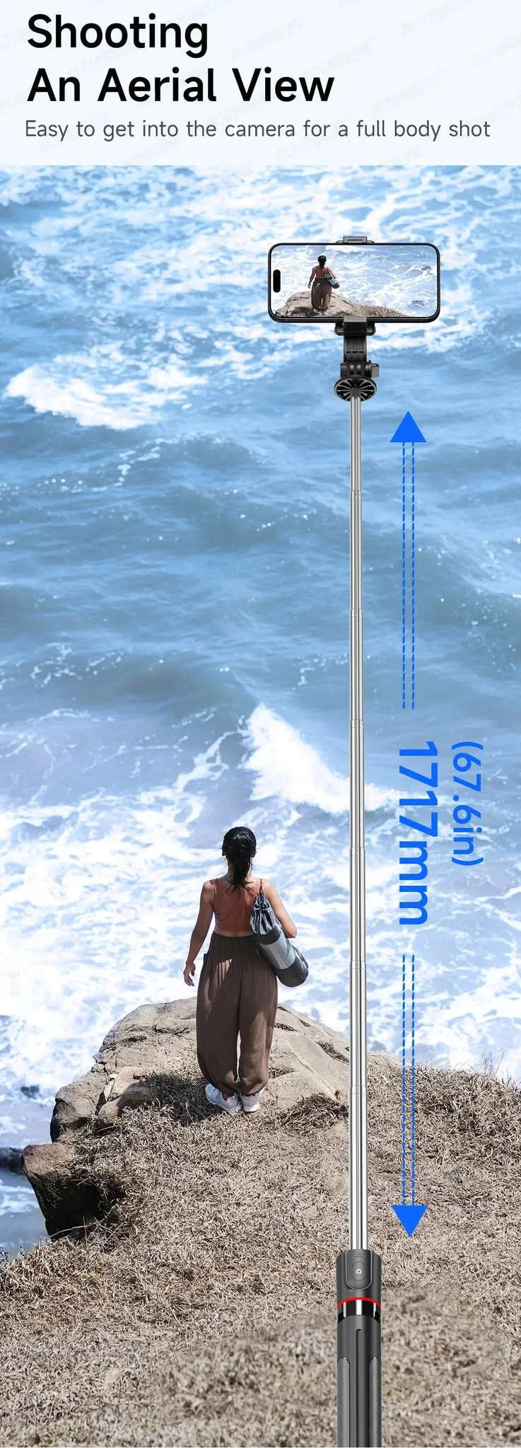 F15 Selfie Stick Tripod with Bluetooth Remote-With 1 Light