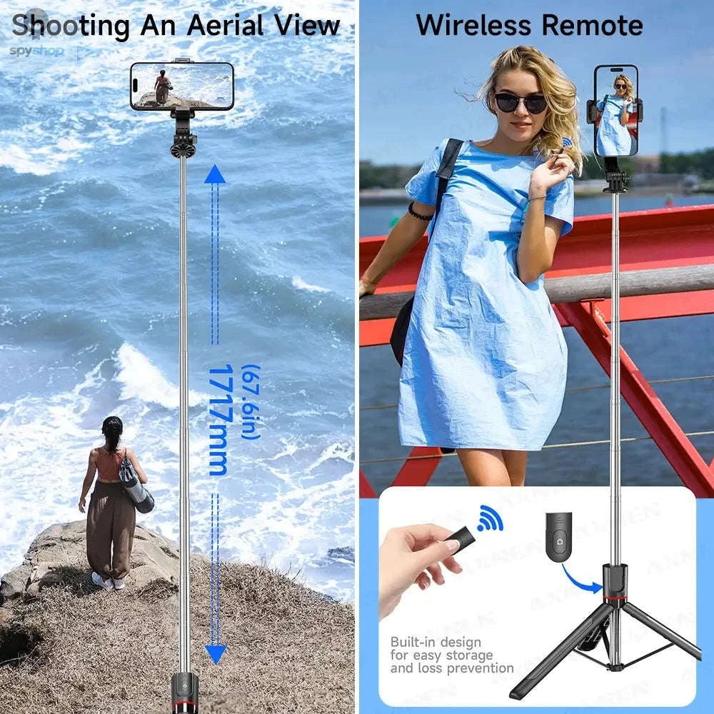 F15 Selfie Stick Tripod with Bluetooth Remote-With 1 Light