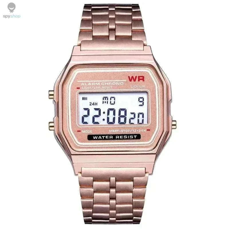 F91W Steel Band LED Digital Sports Watch for Everyday Wear-Silvery