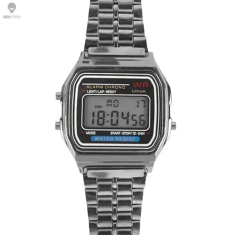 F91W Steel Band LED Digital Sports Watch for Everyday Wear-Silvery
