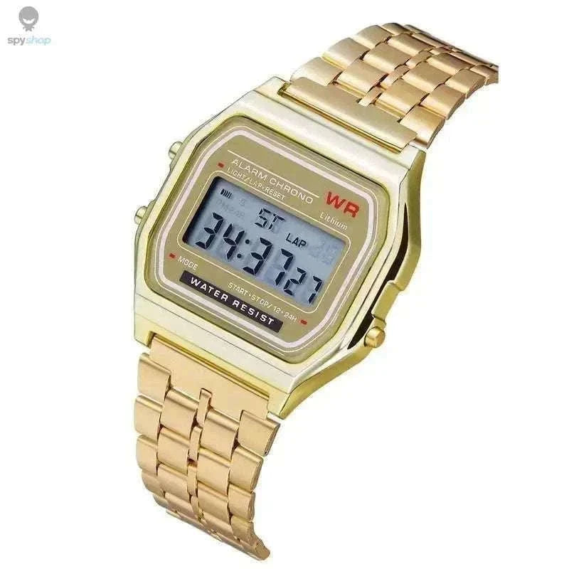 F91W Steel Band LED Digital Sports Watch for Everyday Wear-Silvery