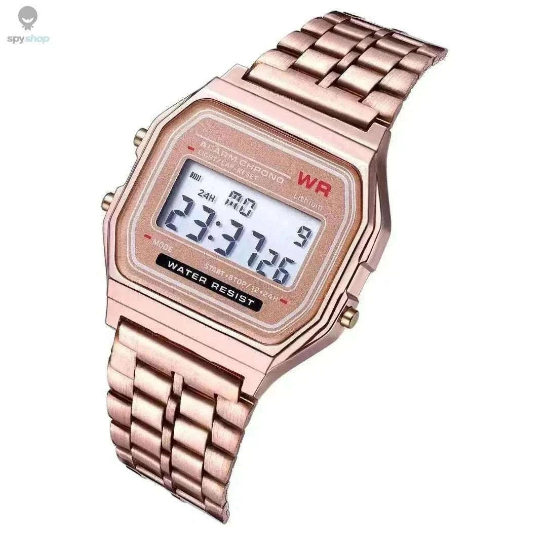 F91W Steel Band LED Digital Sports Watch for Everyday Wear-Silvery