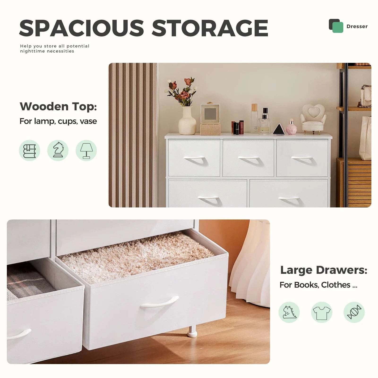 Fabric Drawer Dresser with 5/7/10 Drawers Bedroom Storage Unit-7 Drawers / United States