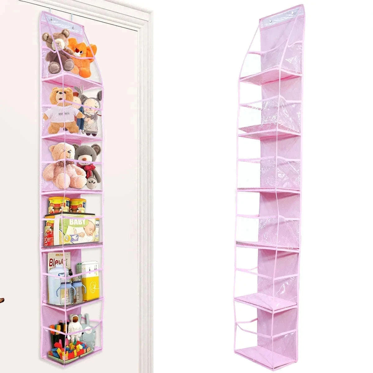 Fabric Hanging Bag for Door and Wall Storage Organizer-4 Layers-White