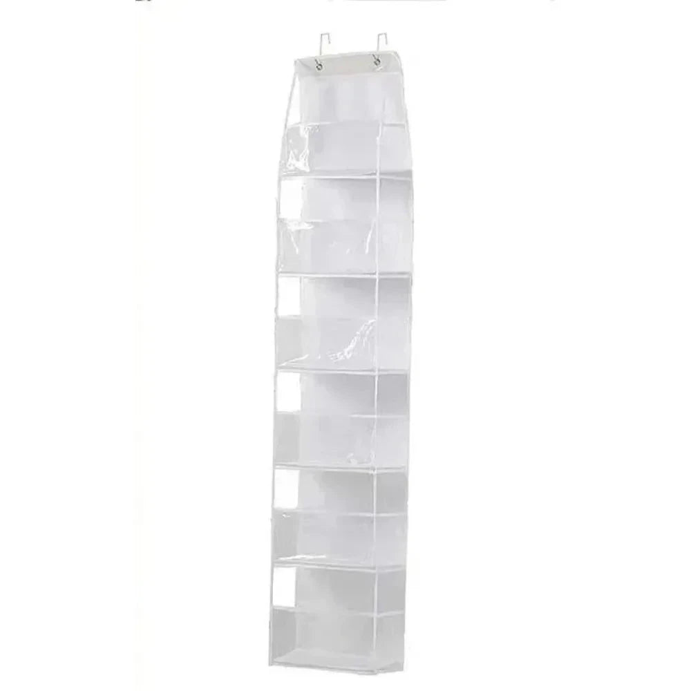 Fabric Hanging Bag for Door and Wall Storage Organizer-4 Layers-White