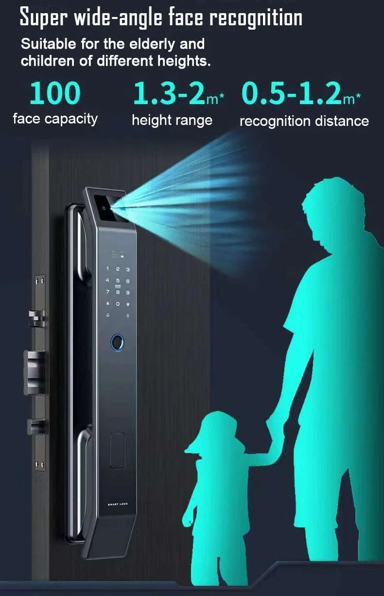 Face Recognition Digital Door Lock with Camera, Fingerprint & Keyless Entry-D14P 30280 S-C D-H / United States / Wishome app version