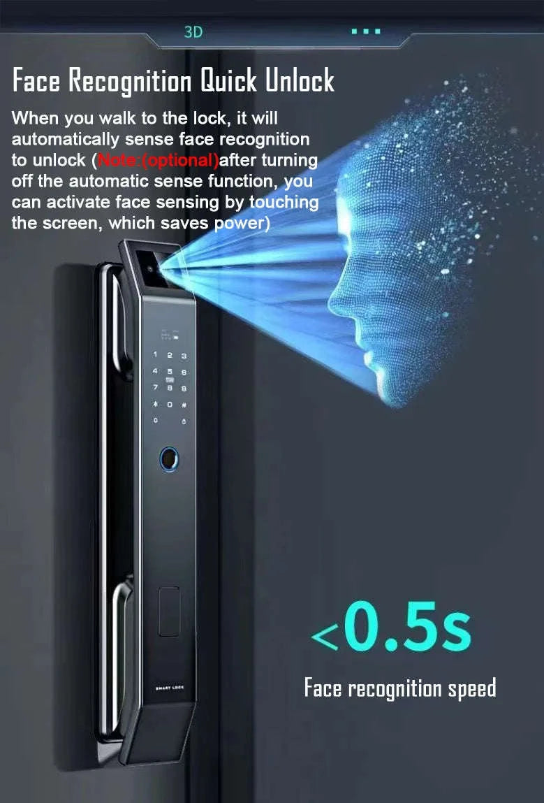 Face Recognition Digital Door Lock with Camera, Fingerprint & Keyless Entry-D14P 30280 S-C D-H / United States / Wishome app version