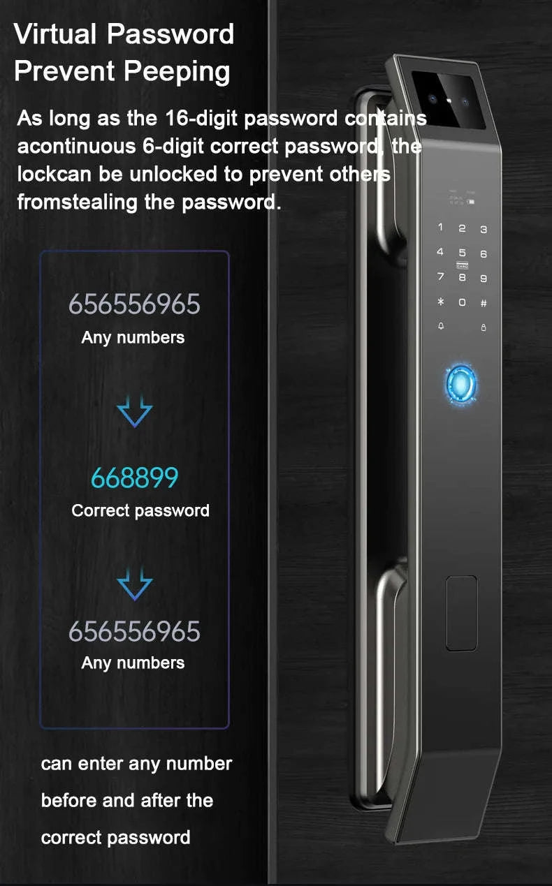 Face Recognition Digital Door Lock with Camera, Fingerprint & Keyless Entry-D14P 30280 S-C D-H / United States / Wishome app version