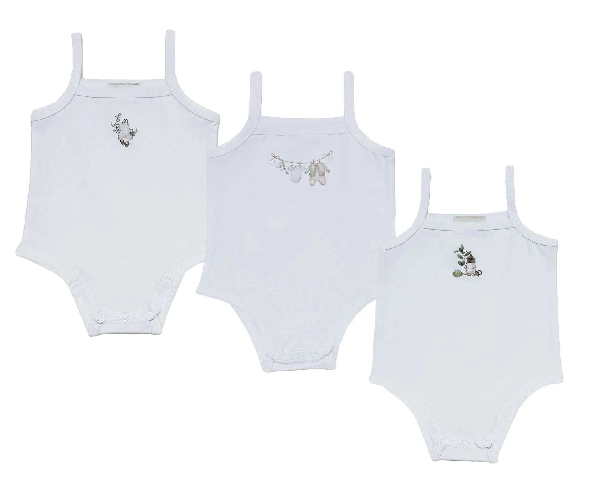 Family Matching Cotton Pajama Set with Printed Summer Design-girl three pieces / 9M