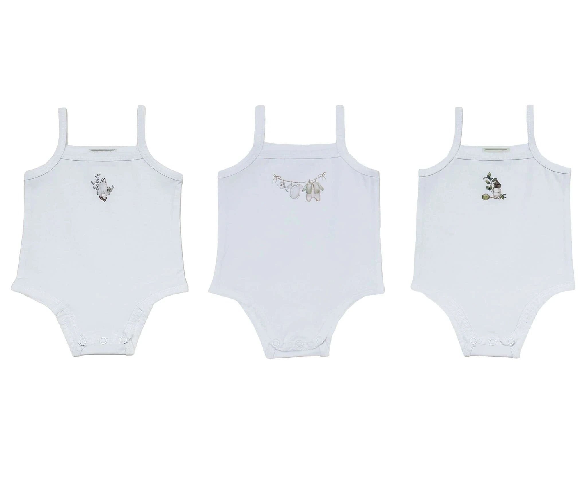 Family Matching Cotton Pajama Set with Printed Summer Design-girl three pieces / 9M