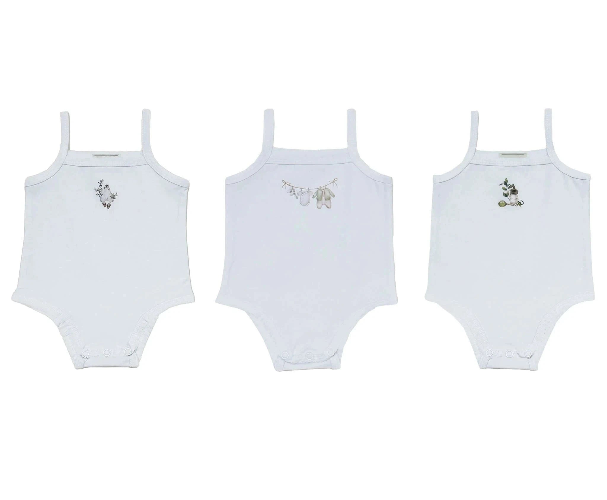 Family Matching Cotton Pajama Set with Printed Summer Design-girl three pieces / 9M