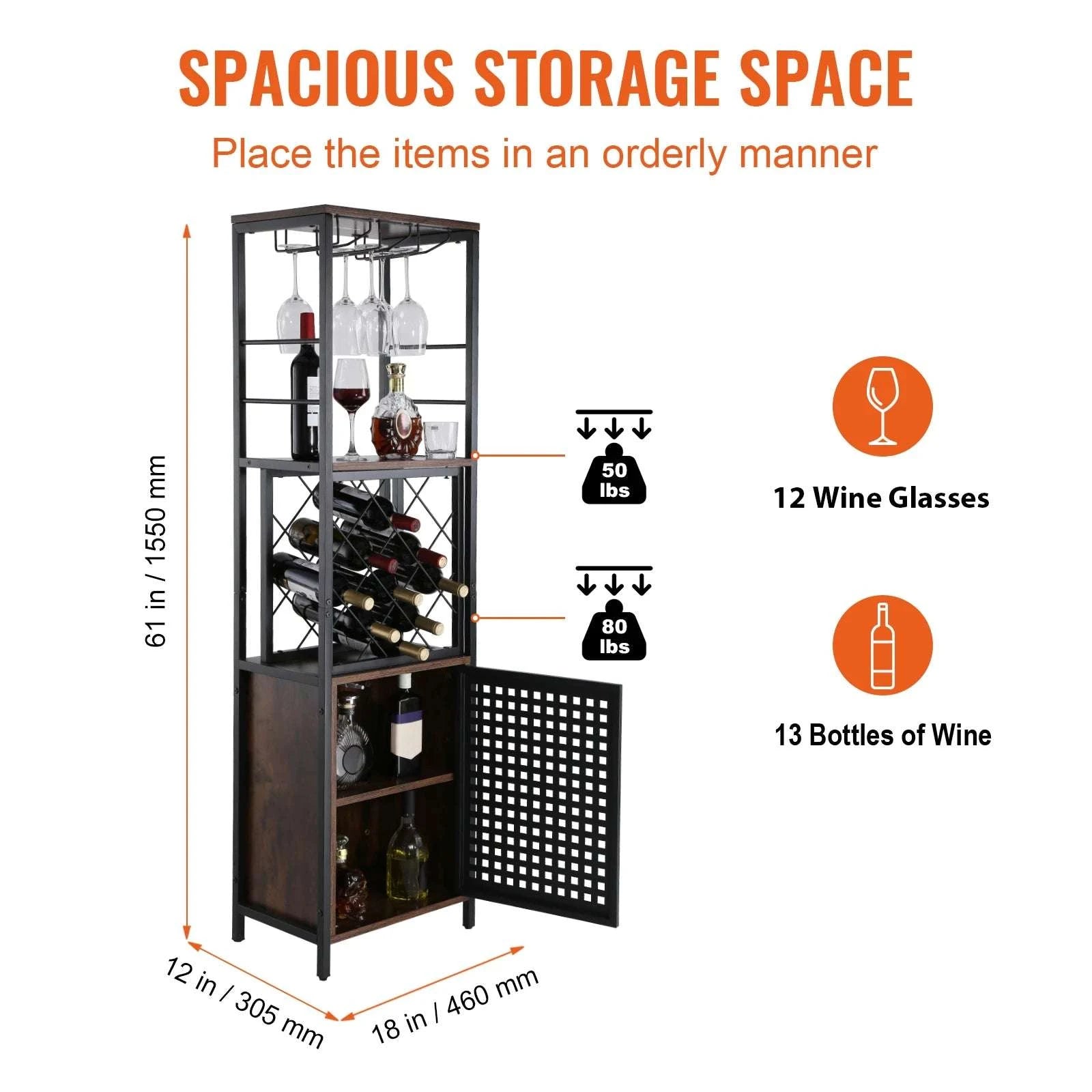 Farmhouse Wine Bar Cabinet with Glass Rack, 13 Bottle Storage-39.4x34x15.7inch / spain