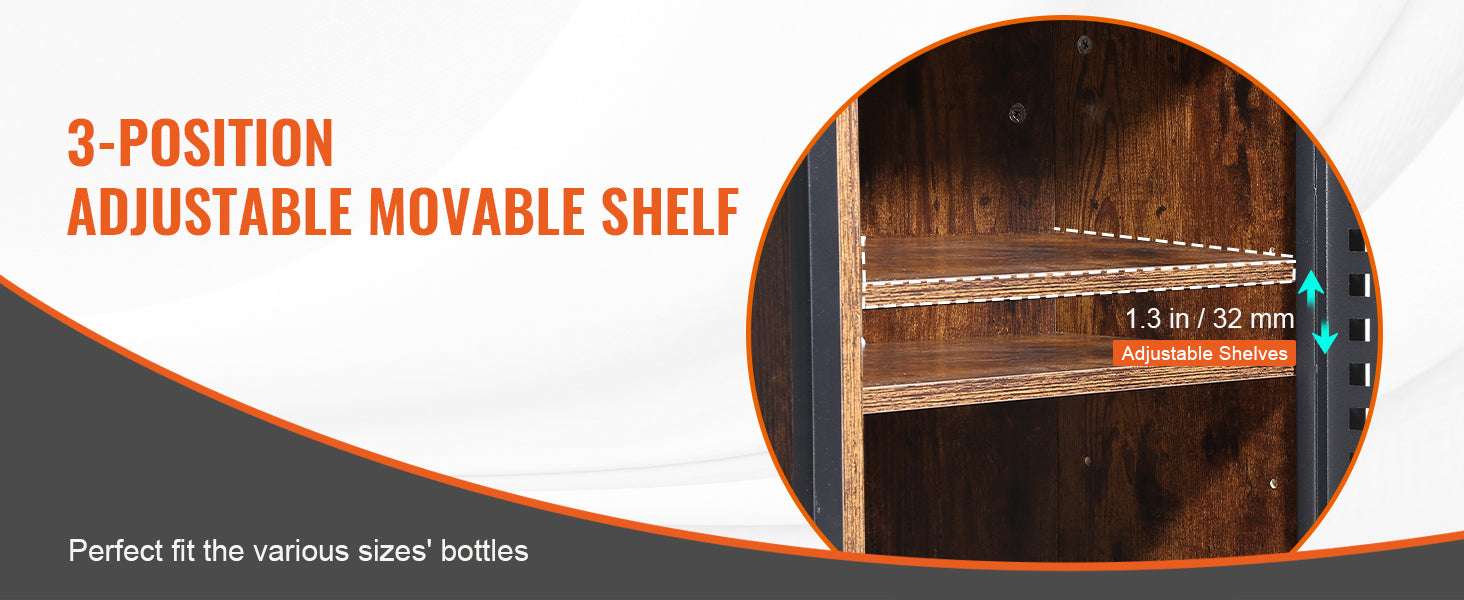 Farmhouse Wine Bar Cabinet with Glass Rack, 13 Bottle Storage-39.4x34x15.7inch / spain