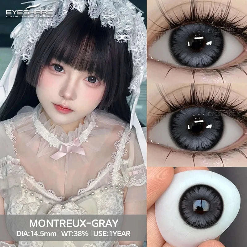 Fashion Colored Contact Lenses for Stunning Eye Effects-MONTREUX-GRAY / China Mainland / 0
