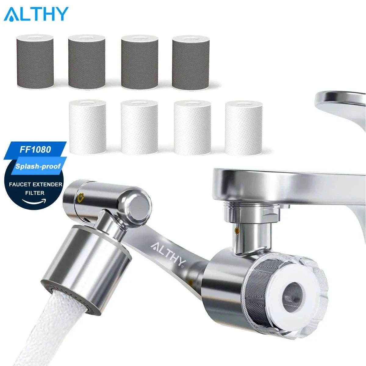 Faucet Aerator Water Filter 1080° Rotating 2 Spray Modes-1xHost and 9xfilters / China Mainland