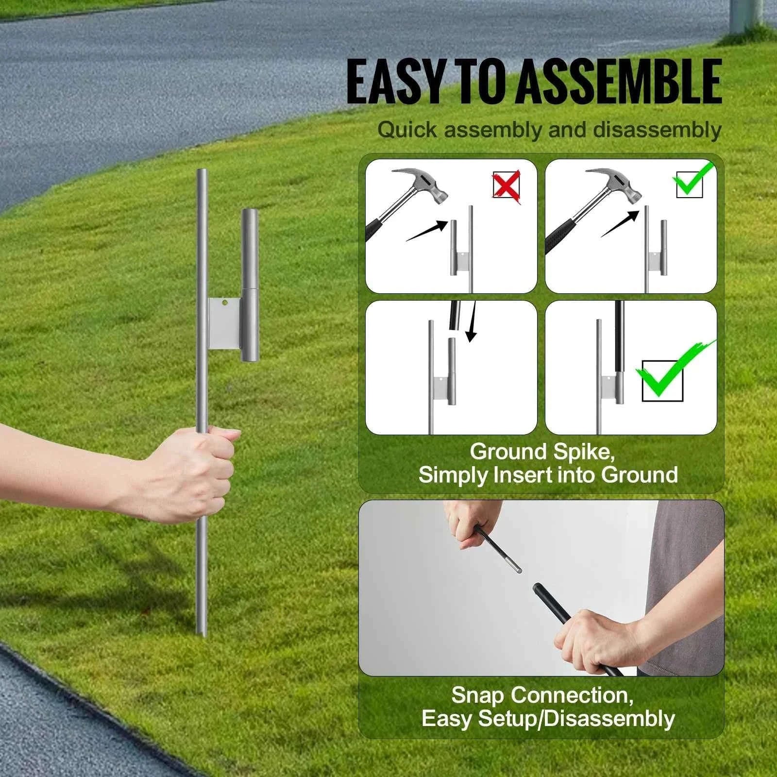 Feather Flag Pole Kit 3-Pack 16.3 ft with Ground Stakes-Pole2set 8.15lbs / United States