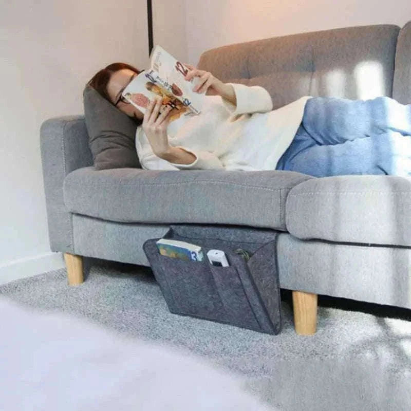Felt Hanging Storage Organizer for Bed, Sofa, and Wall-grey