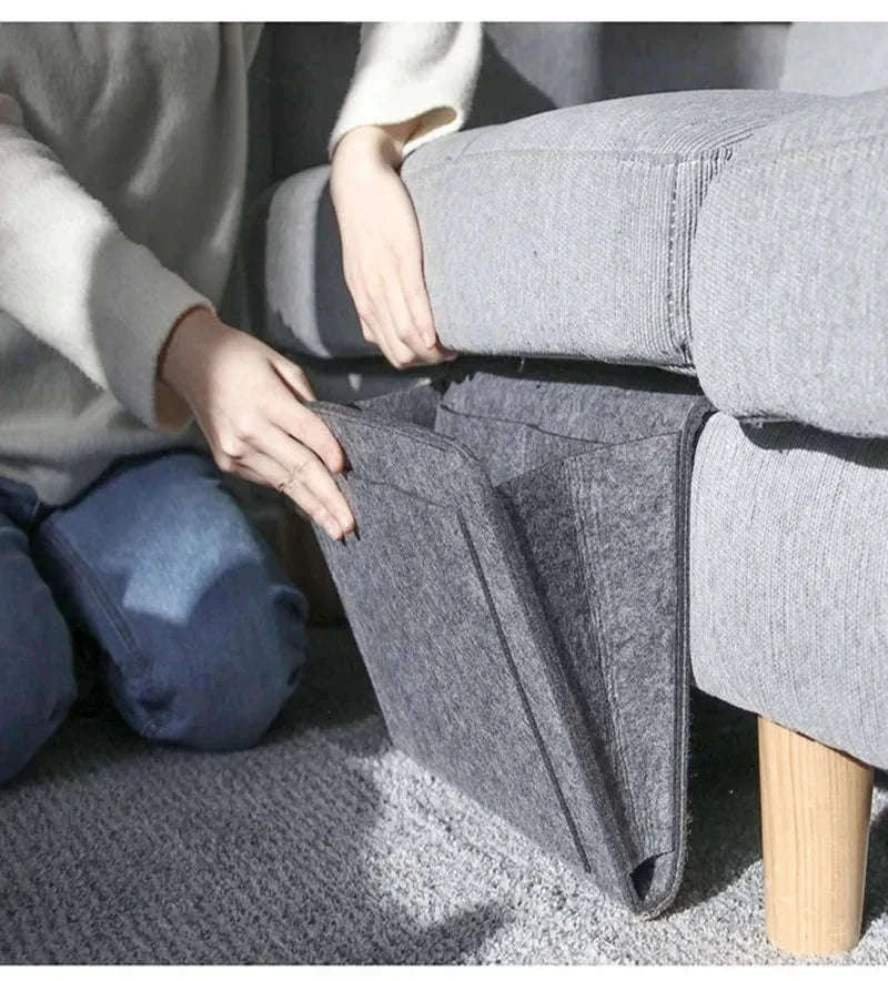 Felt Hanging Storage Organizer for Bed, Sofa, and Wall-grey
