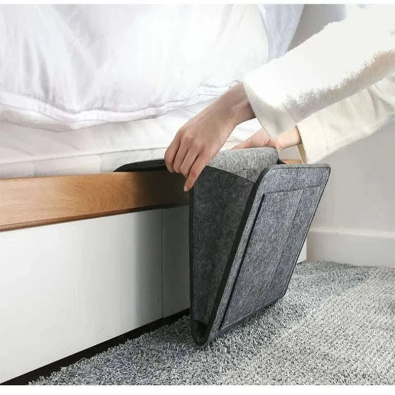 Felt Hanging Storage Organizer for Bed, Sofa, and Wall-grey