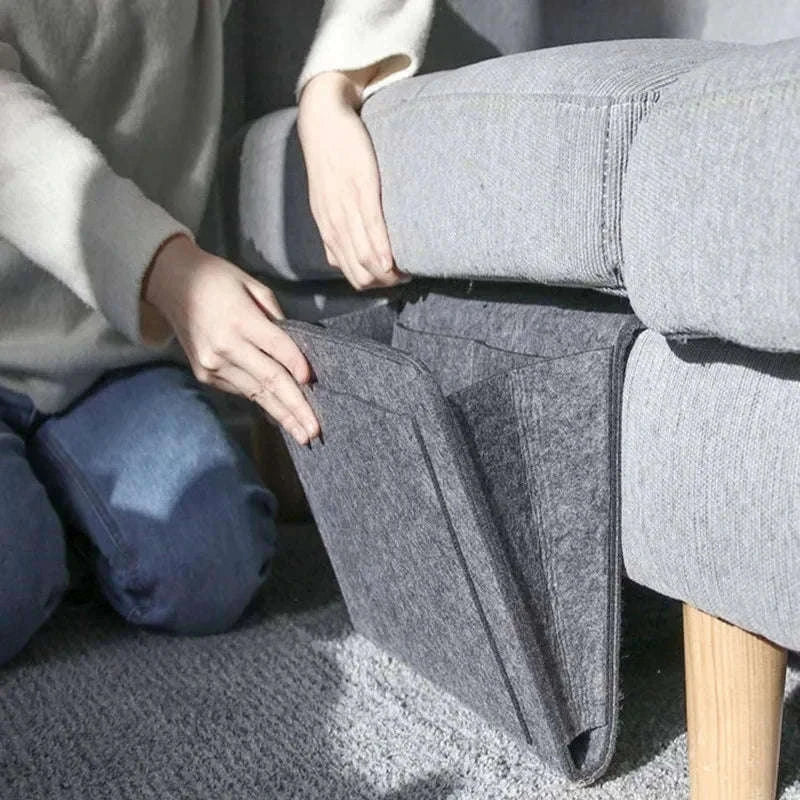 Felt Hanging Storage Organizer for Bed, Sofa, and Wall-grey