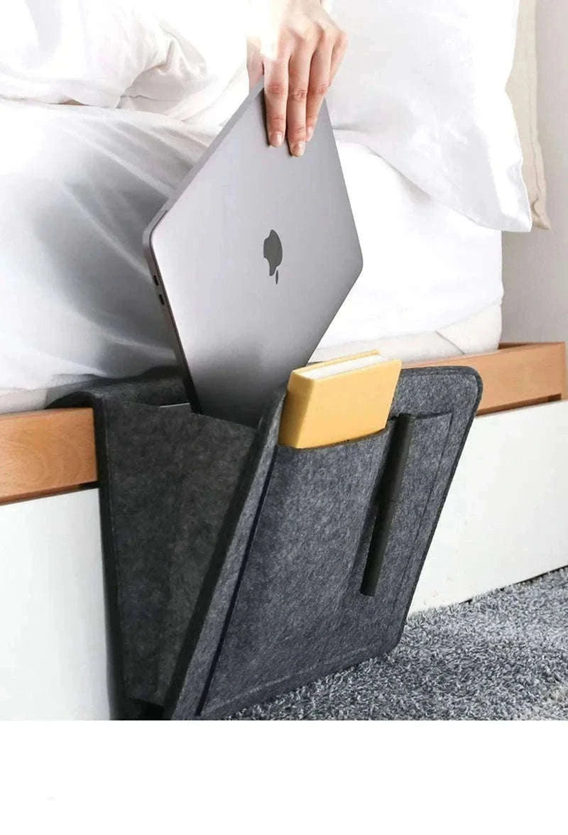 Felt Hanging Storage Organizer for Bed, Sofa, and Wall-grey