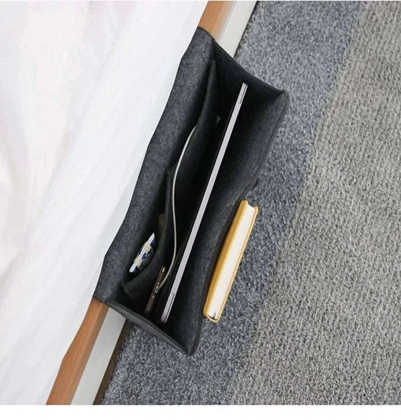 Felt Hanging Storage Organizer for Bed, Sofa, and Wall-grey