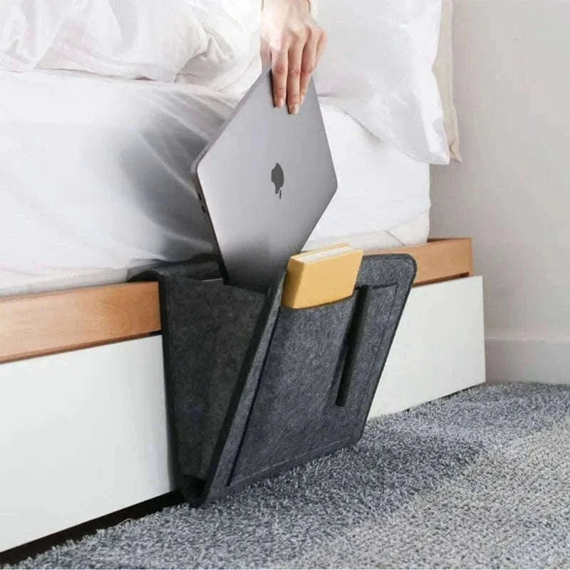 Felt Hanging Storage Organizer for Bed, Sofa, and Wall-grey