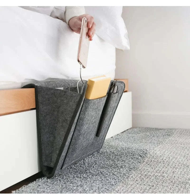 Felt Storage Hang Bag for Bed & Sofa Organizer-grey