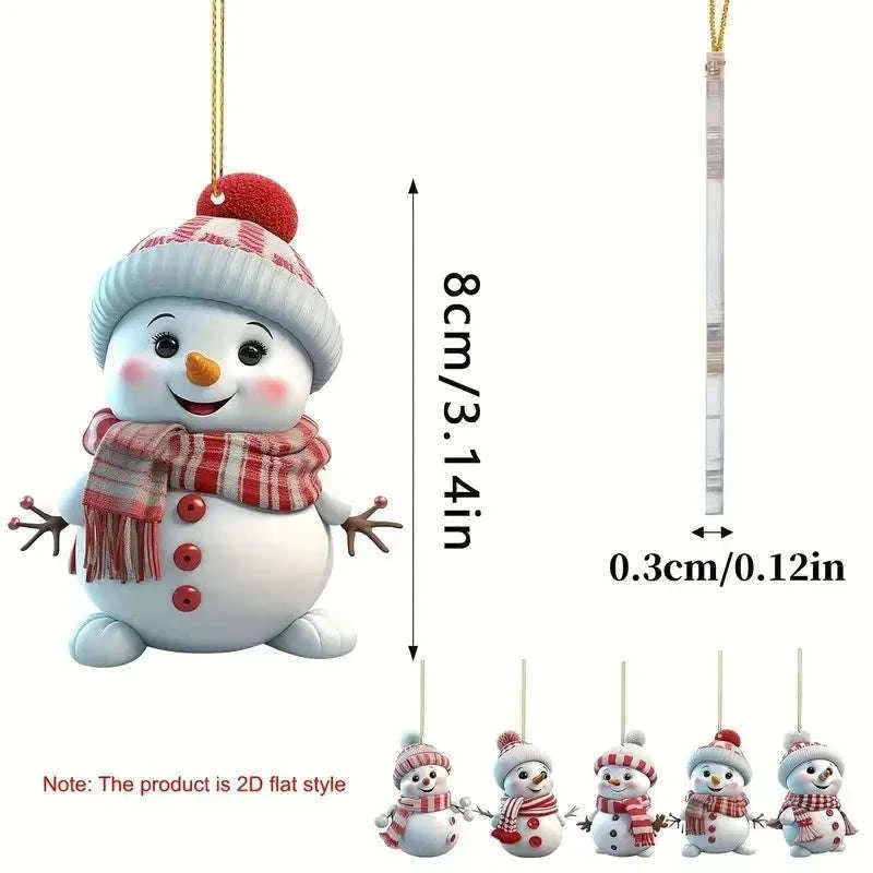 Festive 5-Pack Acrylic Snowman Christmas Ornaments-Randomly -5pcs