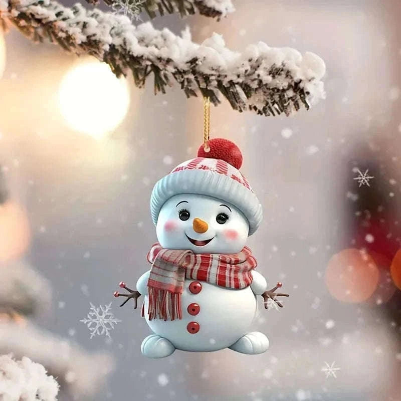 Festive 5-Pack Acrylic Snowman Christmas Ornaments-Randomly -5pcs