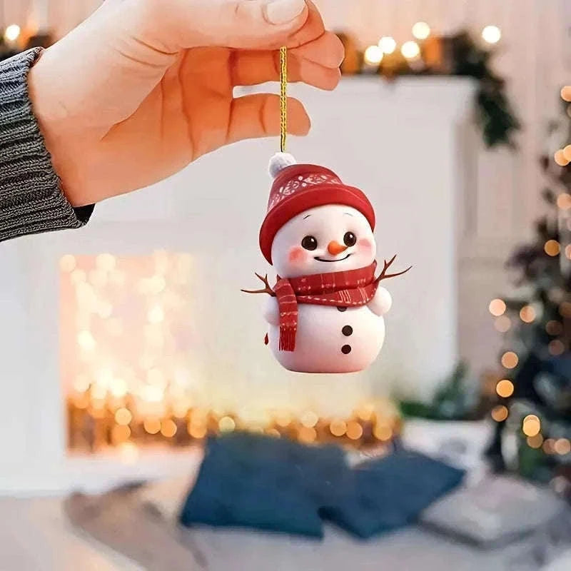 Festive 5-Pack Acrylic Snowman Christmas Ornaments-Randomly -5pcs