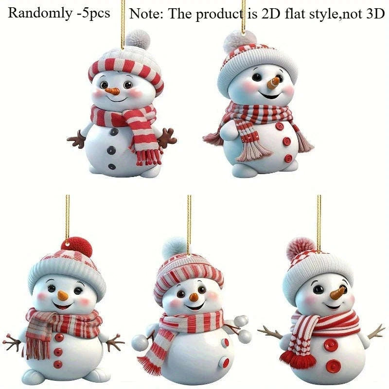 Festive 5-Pack Acrylic Snowman Ornaments-Randomly -5pcs