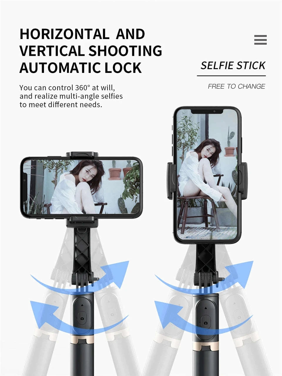 FGCLSY Gimbal Stabilizer Selfie Stick with Bluetooth Tripod-Black / United States