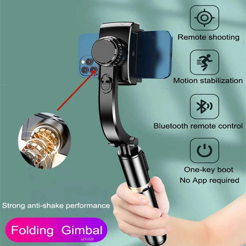 FGCLSY Gimbal Stabilizer Selfie Stick with Bluetooth Tripod-Black / United States