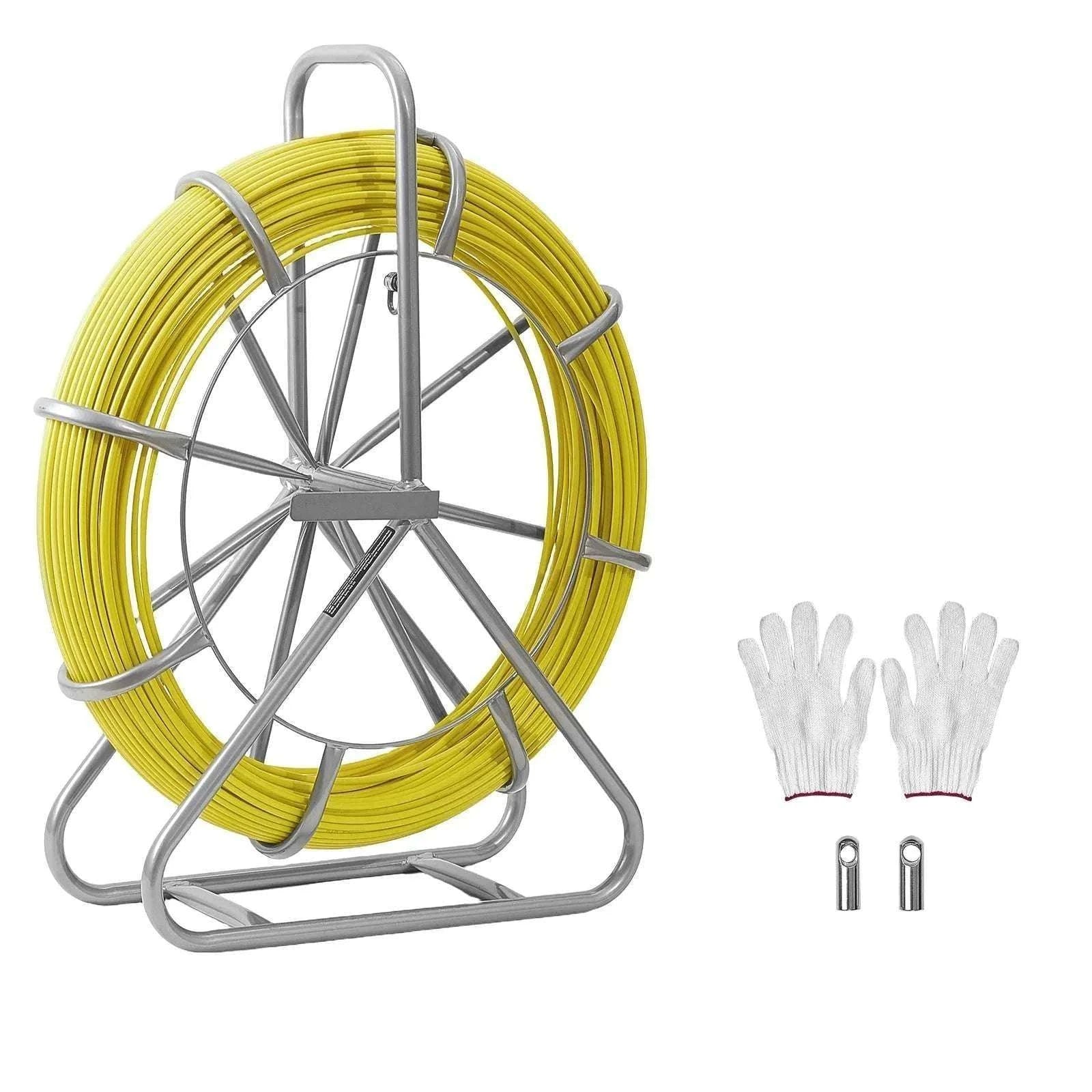 Fiberglass Fish Tape 328/500 ft 1/4" Cable Puller with Stand-500ft / United States