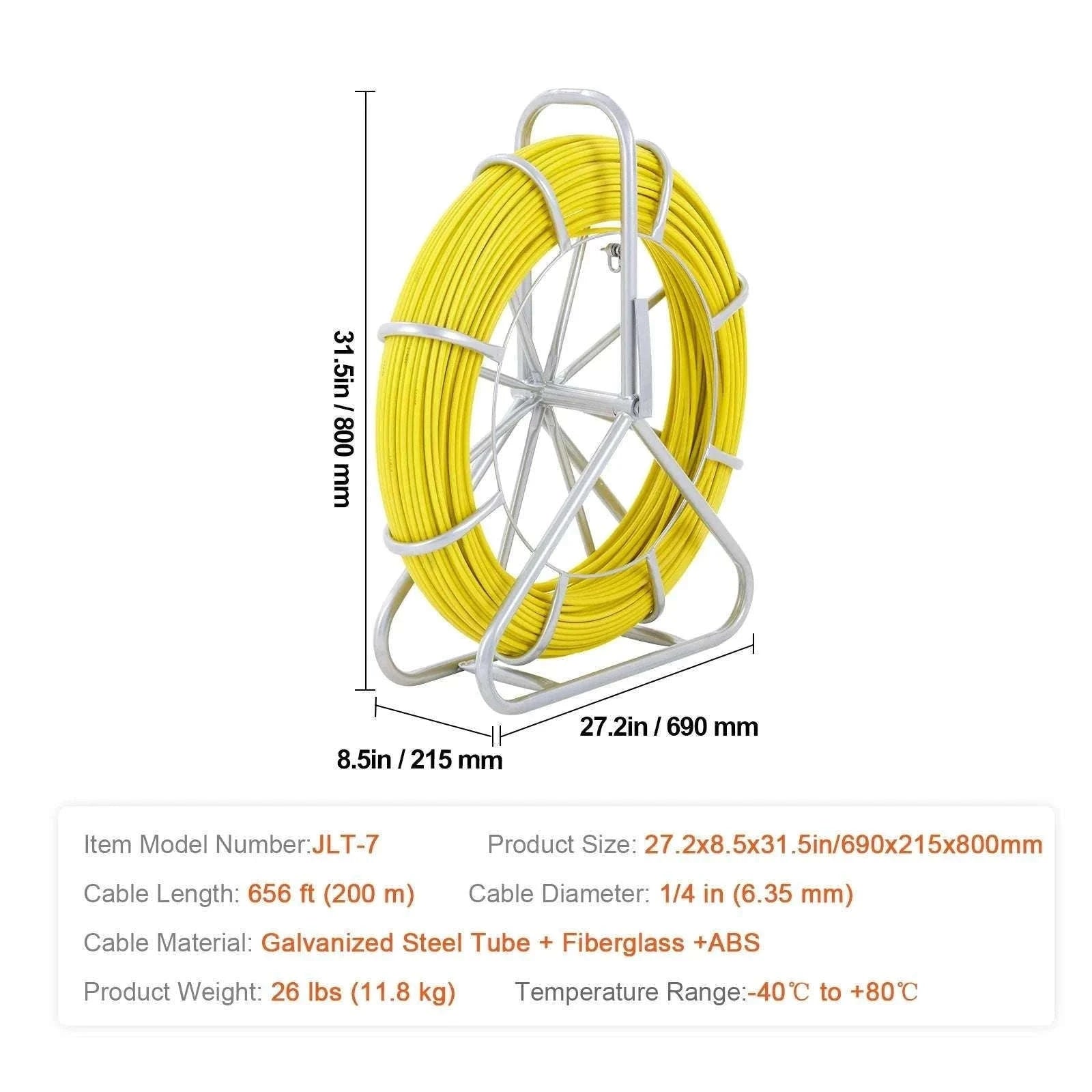 Fiberglass Fish Tape Wire Puller 425–656 ft Duct Rodder Kit-5-16 in x 492 ft / france
