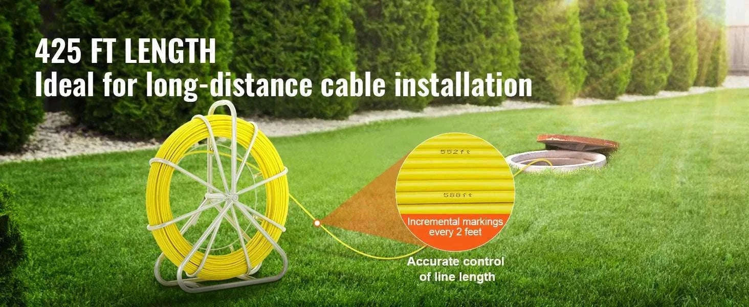 Fiberglass Fish Tape Wire Puller 425–656 ft Duct Rodder Kit-5-16 in x 492 ft / france